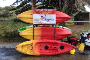Easy Kayaks trailer with advertising banner