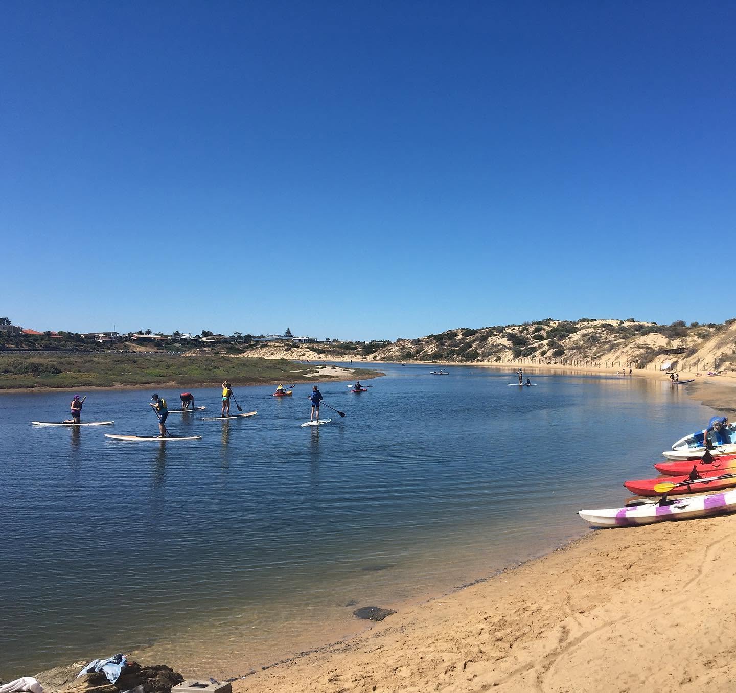 Stand-up paddleboard lessons on the Onkaparinga River at Port Noarlunga