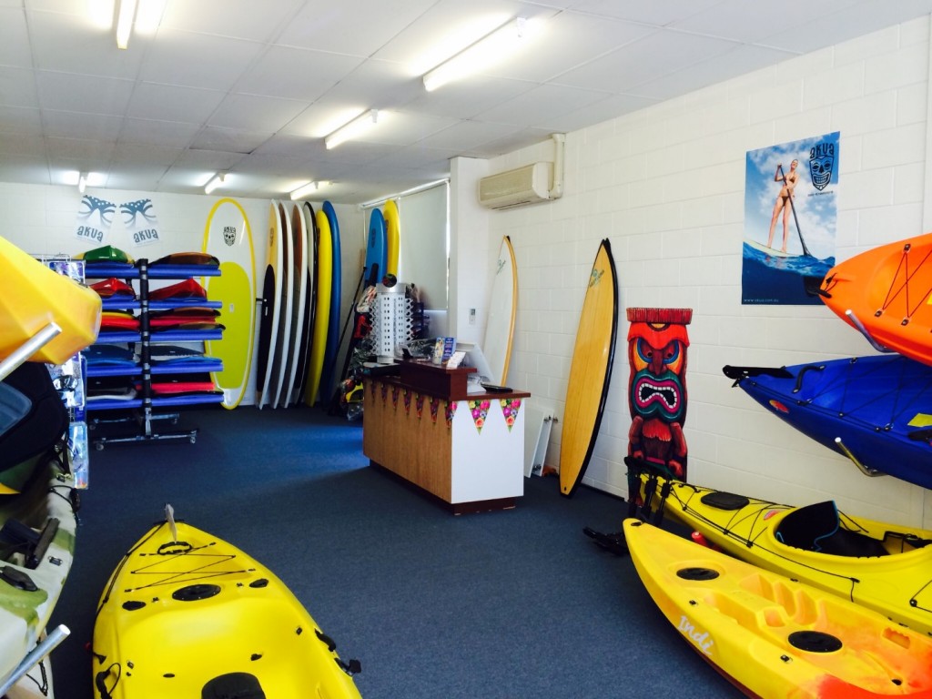 Easy Kayaks SUP Sales and Kayaks Sales Centre interior at Christies Beach